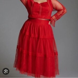 Anthropologie Dotted Tulle Skirt Set Size 16